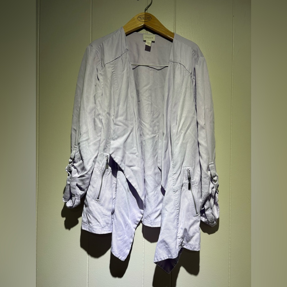 Chico’s Tencel lavender drape jacket 3 XL 16/18